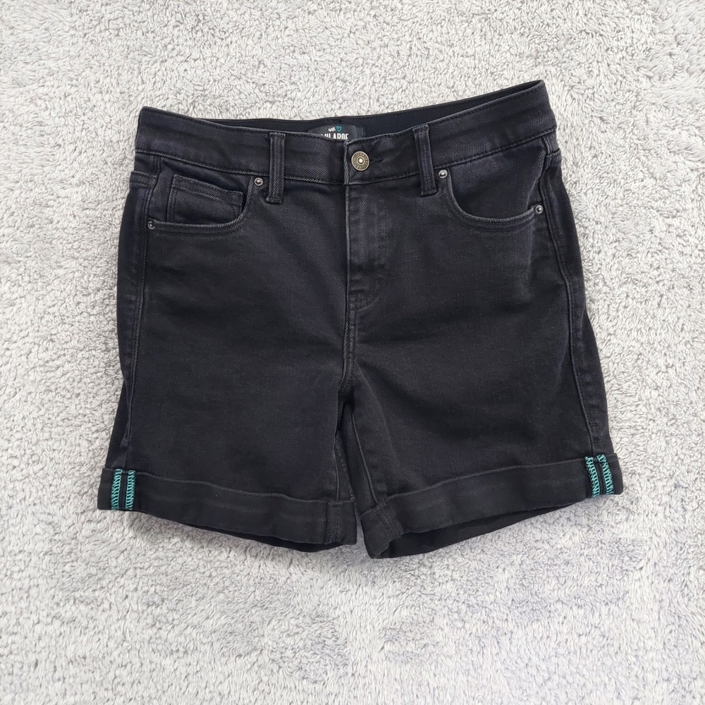 LuLaRoe Denim Shorts Women's 26 Black Wash Rolled Cuff Stretch Casual Jean Short
